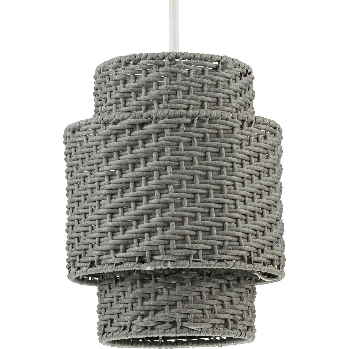 PROGRESS LIGHTING P550084-151 Cottage White Manteo One-Light Cottage White with Weathered Grey Rattan Indoor/Outdoor Hanging Pendant Light