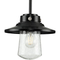 PROGRESS LIGHTING P550093-031 Matte Black Tremont Collection One-Light Matte Black and Clear Seeded Glass Farmhouse Style Hanging Mini-Pendant Light
