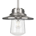 PROGRESS LIGHTING P550093-135 Stainless Steel Tremont Collection One-Light Stainless Steel and Clear Seeded Glass Farmhouse Style Hanging Mini-Pendant Light