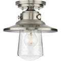 PROGRESS LIGHTING P550094-135 Stainless Steel Tremont Collection One-Light Stainless Steel and Clear Seeded Glass Farmhouse Style Ceiling Light
