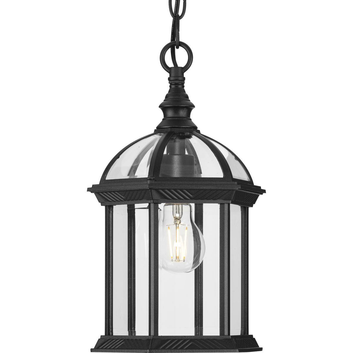 PROGRESS LIGHTING P550122-031 Textured Black Dillard Collection One-Light Traditional Textured Black Clear Glass Outdoor Hanging Light