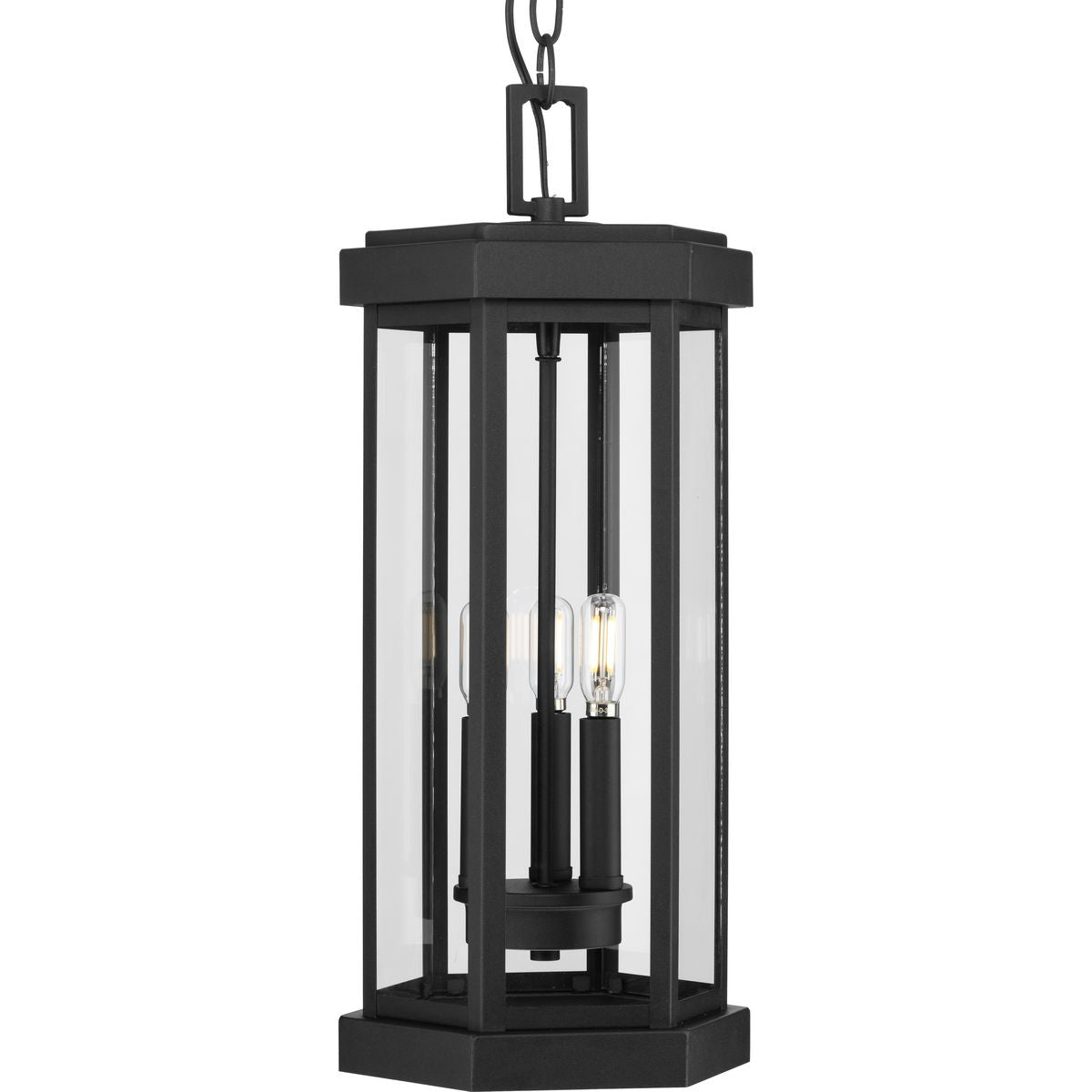 PROGRESS LIGHTING P550132-031 Textured Black Ramsey Collection Textured Black Modern Farmhouse Outdoor Hanging Lantern