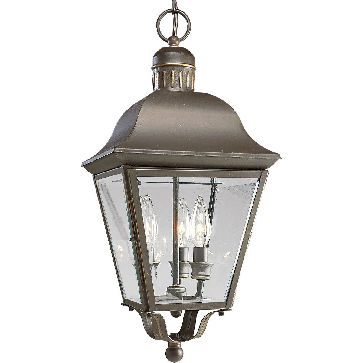 PROGRESS LIGHTING P5587-20 Antique Bronze Andover Collection Three-Light Hanging Lantern
