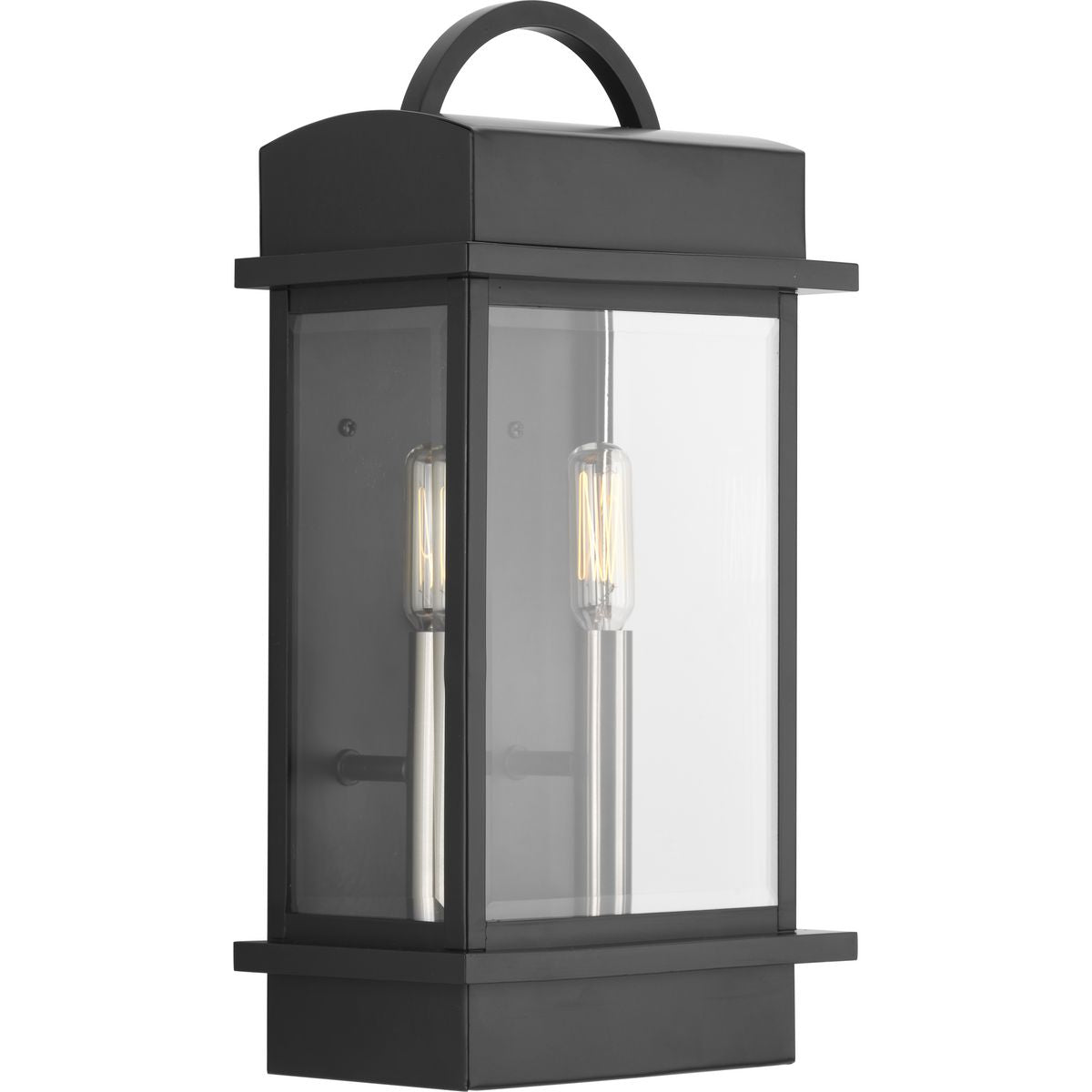 PROGRESS LIGHTING P560002-031 Matte Black Santee Collection Two-Light Medium Wall-Lantern