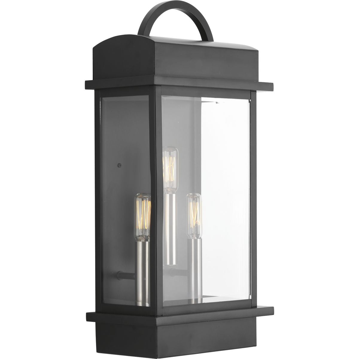 PROGRESS LIGHTING P560003-031 Matte Black Santee Collection Three-Light Large Wall-Lantern