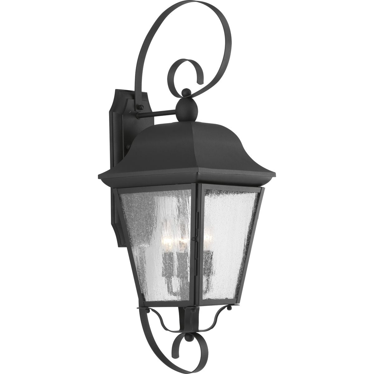 PROGRESS LIGHTING P560012-031 Textured Black Kiawah Collection Three-Light Large Wall-Lantern
