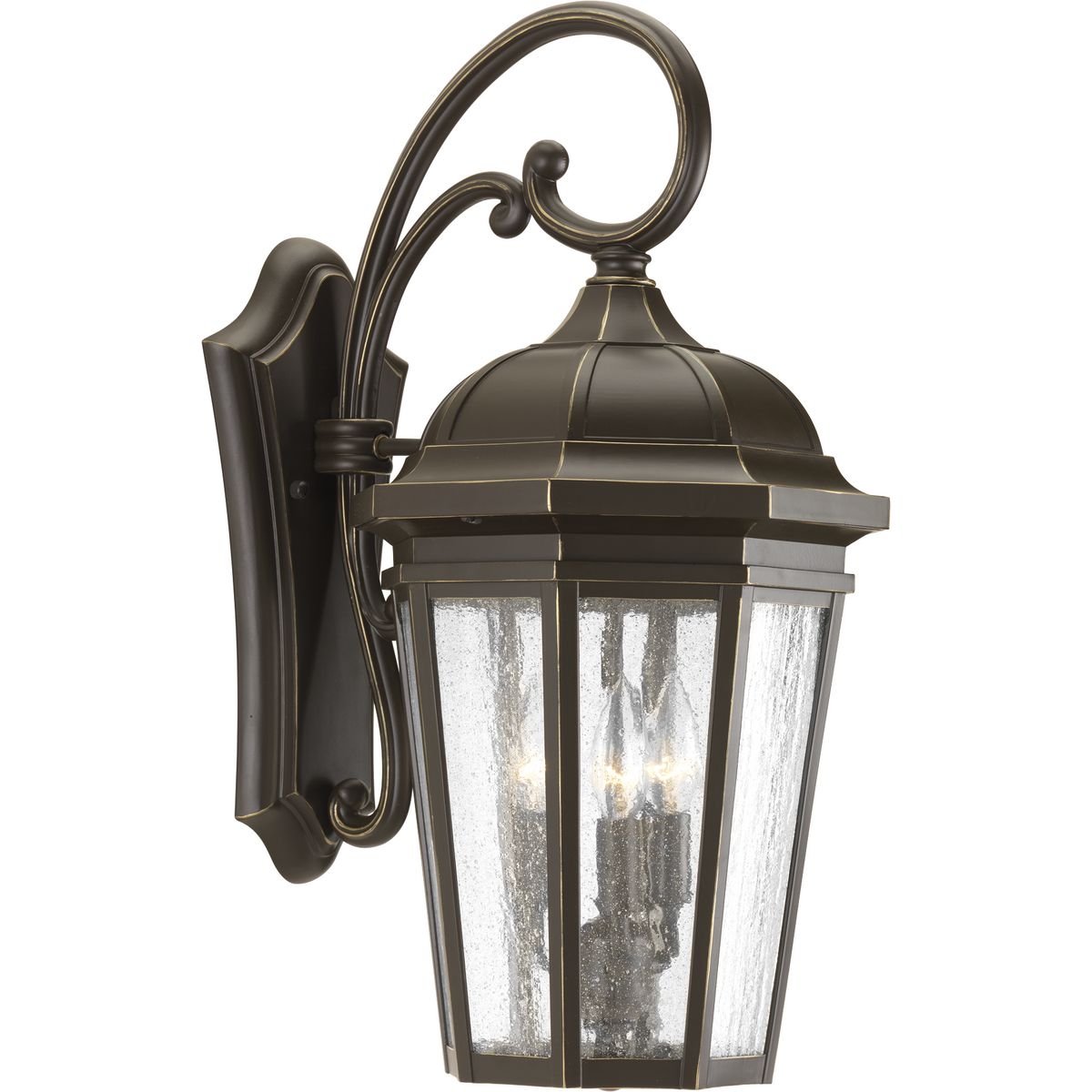 PROGRESS LIGHTING P560016-020 Antique Bronze Verdae Collection Three-Light Large Wall-Lantern