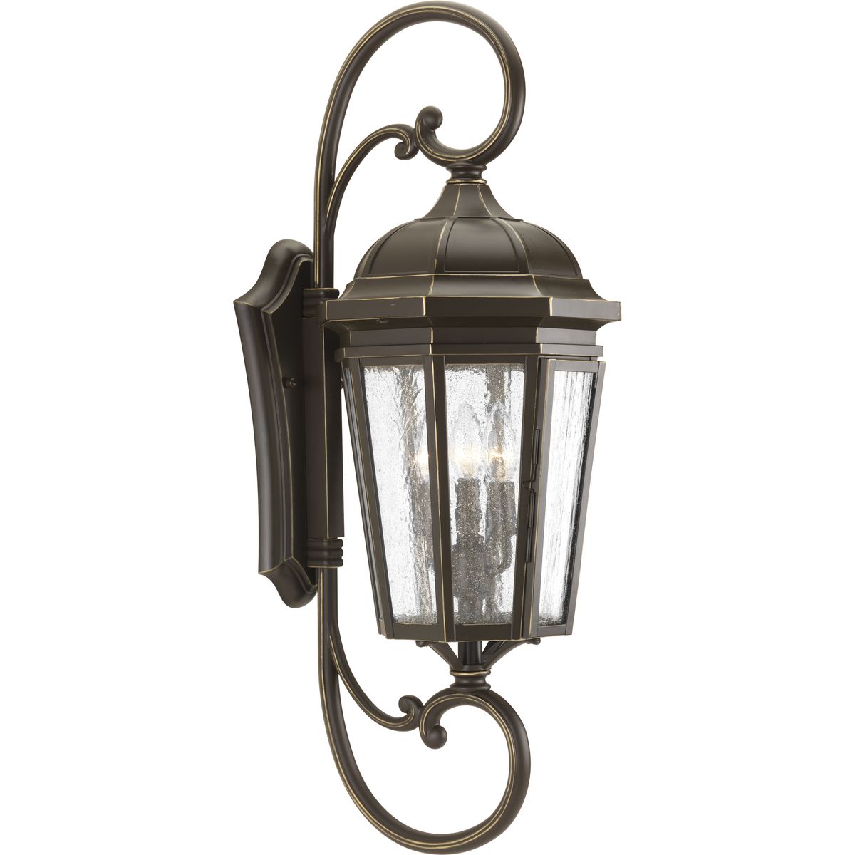 PROGRESS LIGHTING P560017-020 Antique Bronze Verdae Collection Three-Light Extra-Large Wall-Lantern