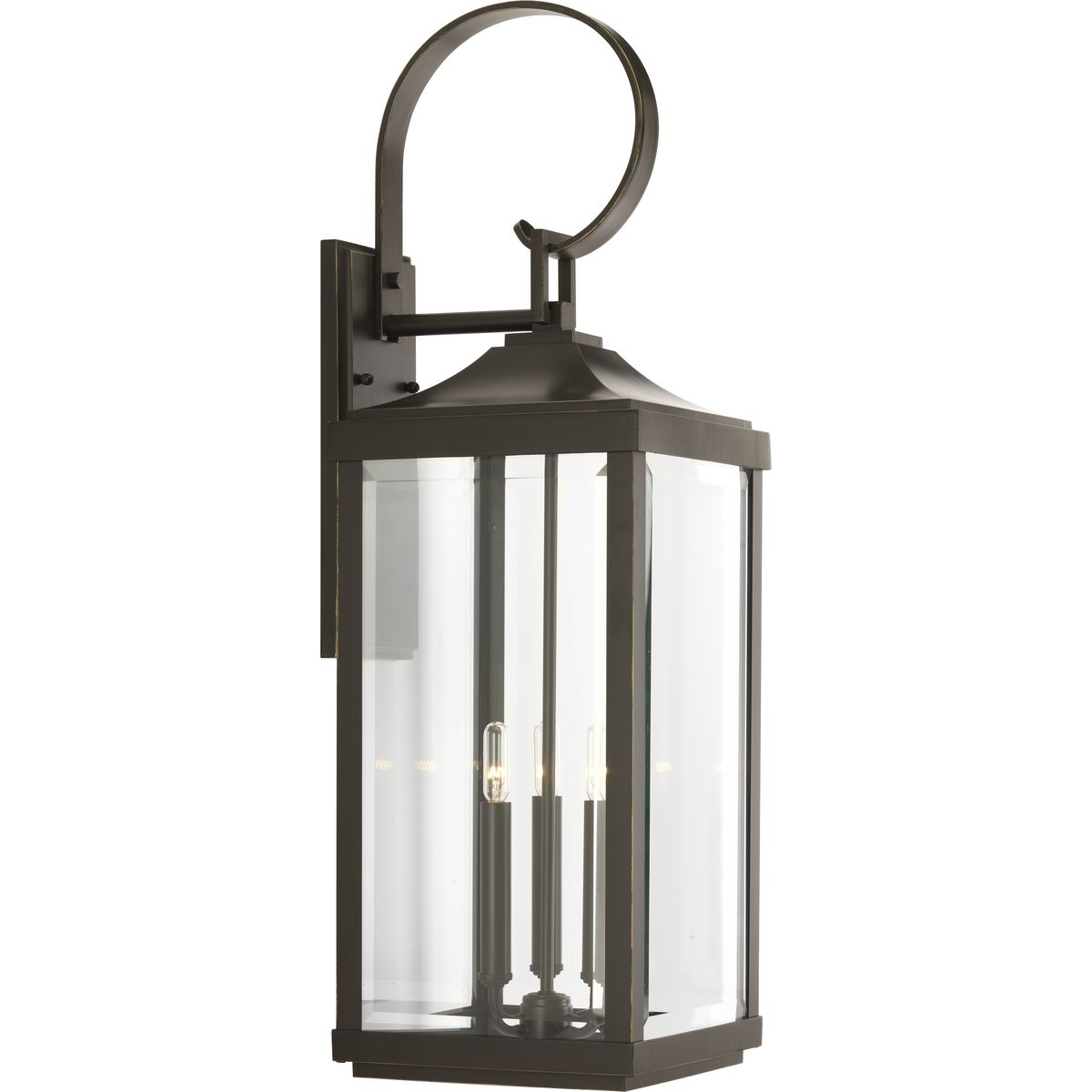 PROGRESS LIGHTING P560023-020 Antique Bronze Gibbes Street Collection Three-Light Large Wall-Lantern