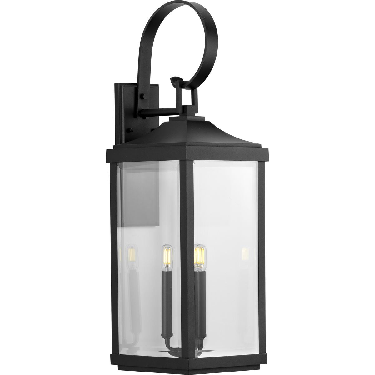 PROGRESS LIGHTING P560023-031 Textured Black Gibbes StreetCollection Three-Light Large Wall Lantern
