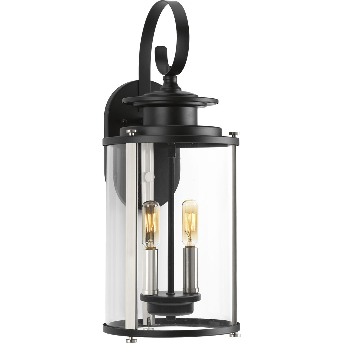PROGRESS LIGHTING P560037-031 Matte Black Squire Collection Two-Light Medium Wall Lantern