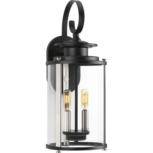 PROGRESS LIGHTING P560037-031 Matte Black Squire Collection Two-Light Medium Wall Lantern