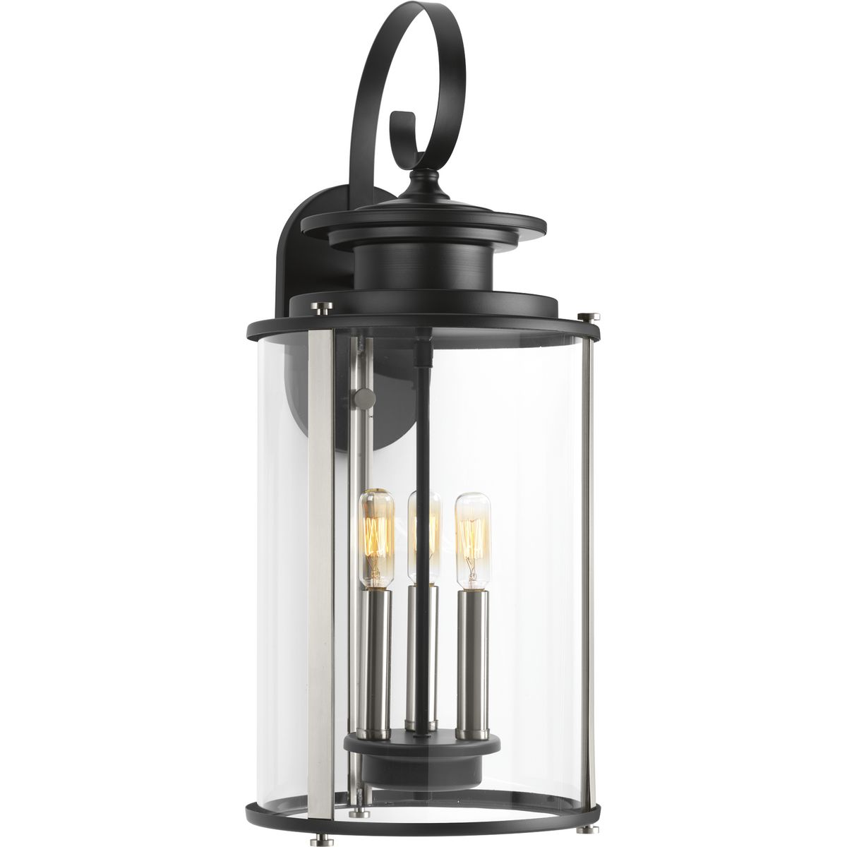 PROGRESS LIGHTING P560038-031 Matte Black Squire Collection Three-Light Large Wall Lantern