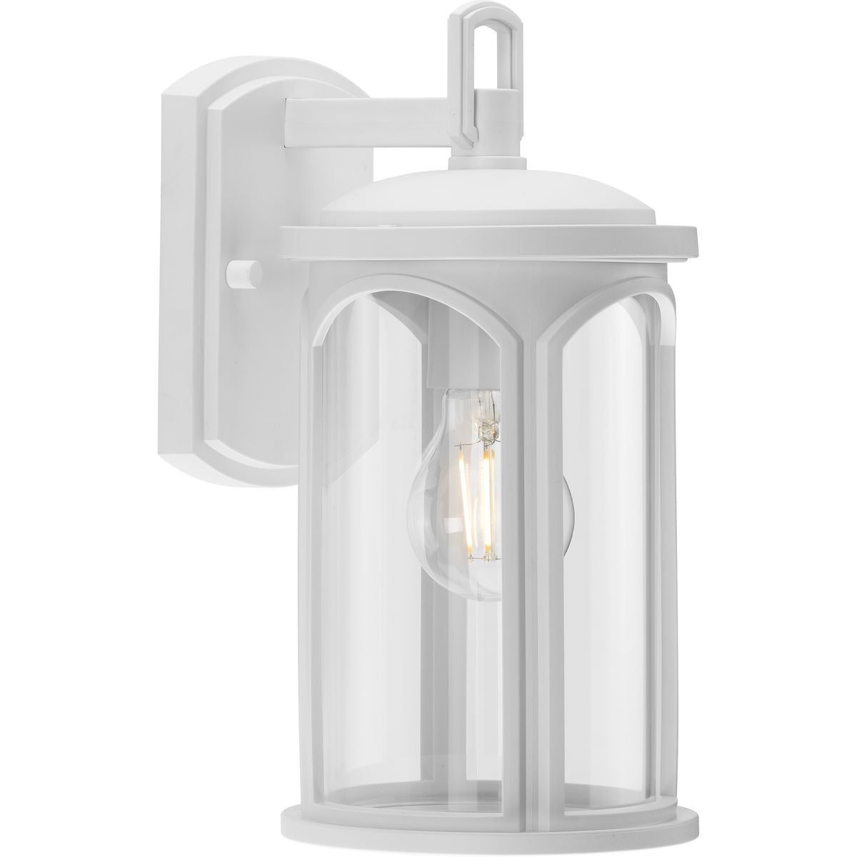 PROGRESS LIGHTING P560087-028 Satin White Gables Collection One-Light Coastal Satin White Outdoor Wall Lantern with DURASHIELD