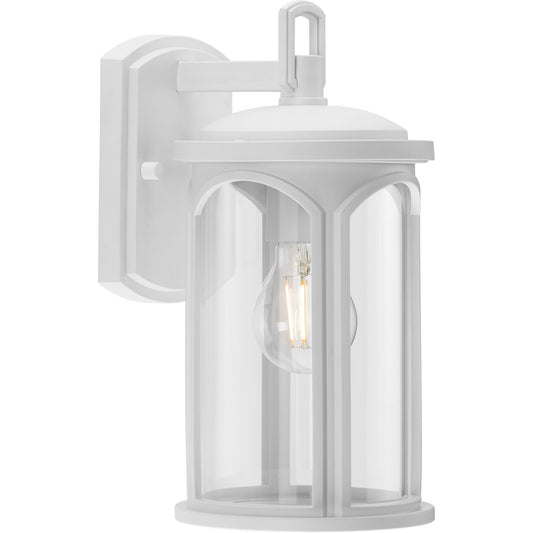 PROGRESS LIGHTING P560087-028 Satin White Gables Collection One-Light Coastal Satin White Outdoor Wall Lantern with DURASHIELD