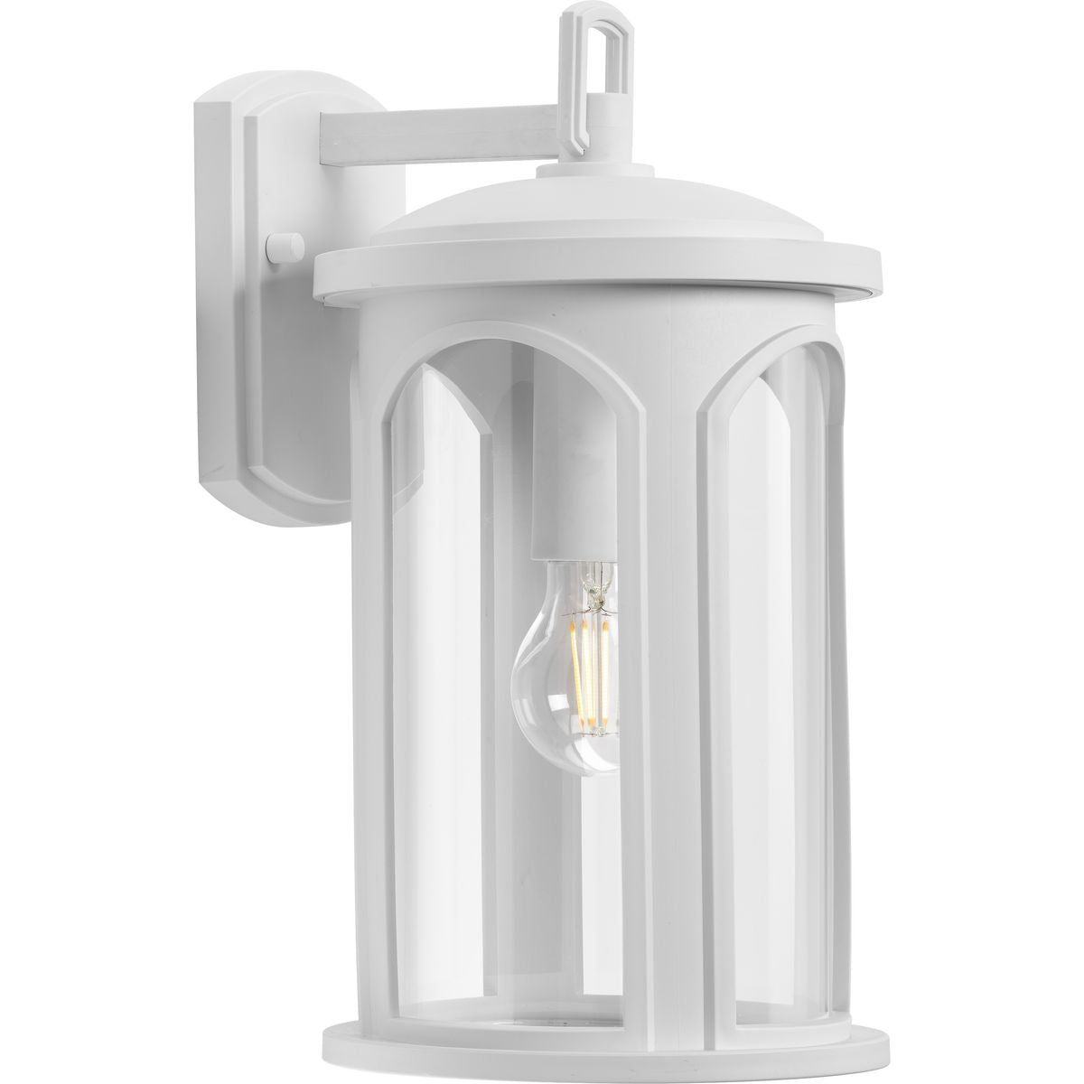 PROGRESS LIGHTING P560088-028 Satin White Gables Collection One-Light Coastal Satin White Outdoor Wall Lantern with DURASHIELD