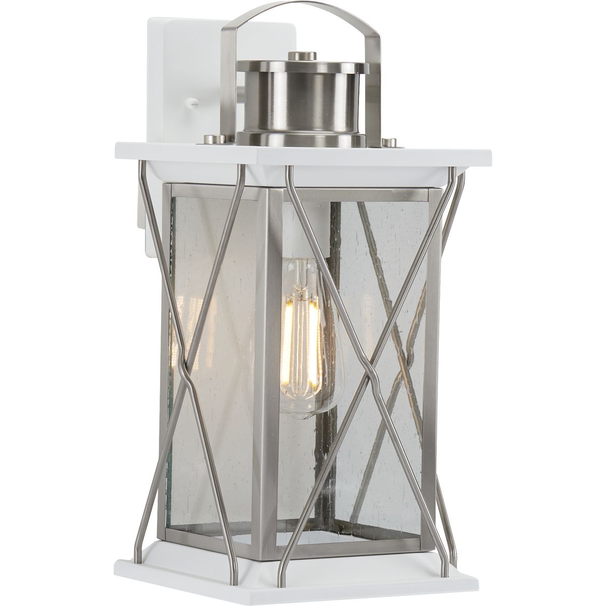 PROGRESS LIGHTING P560157-135 Stainless Steel Barlowe Collection Stainless Steel One-Light Medium Wall Lantern