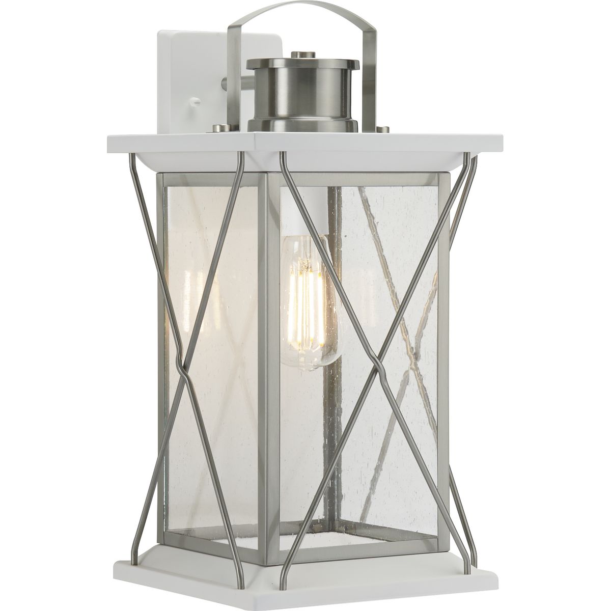 PROGRESS LIGHTING P560158-135 Stainless Steel Barlowe Collection Stainless Steel One-Light Large Wall Lantern