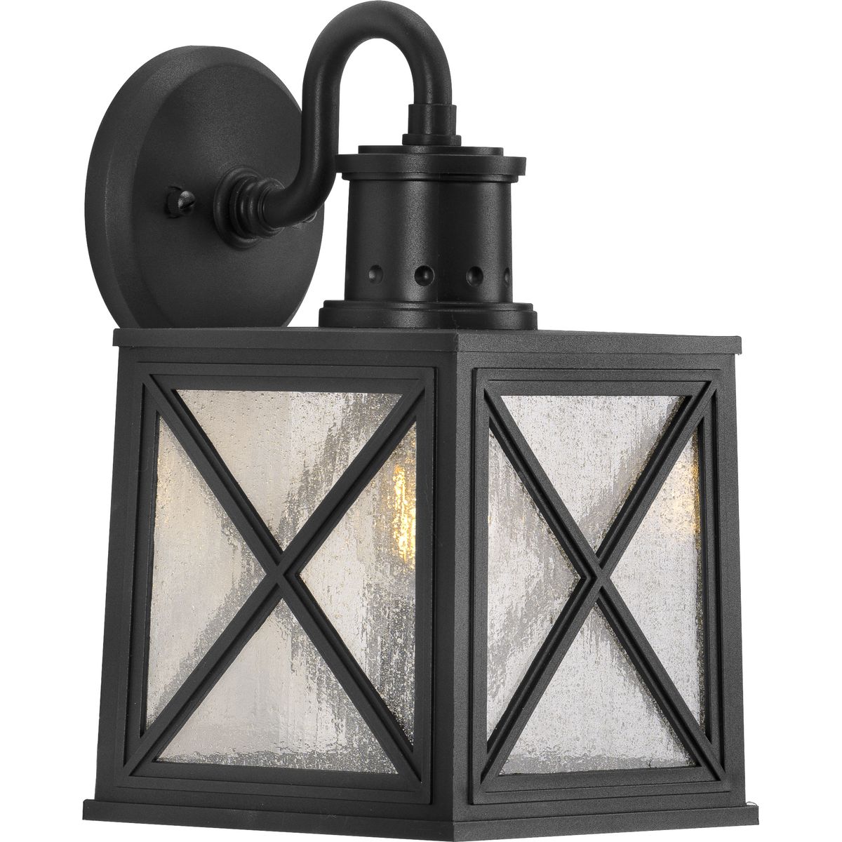 PROGRESS LIGHTING P560164-031 Textured Black Seagrove Collection One-Light Medium Wall Lantern with DURASHIELD