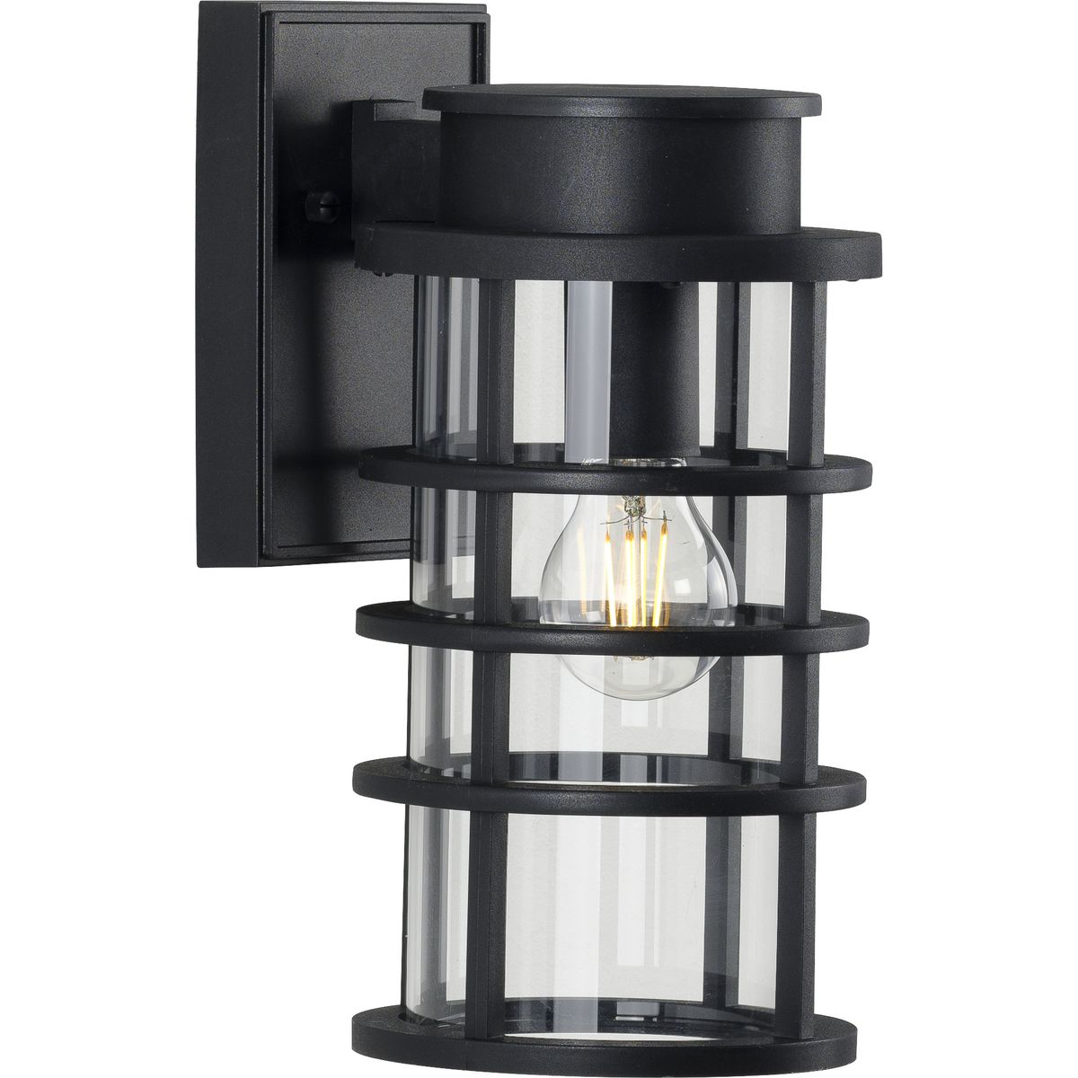 PROGRESS LIGHTING P560168-031 Textured Black Port Royal Collection One-Light Small Wall Lantern with DURASHIELD