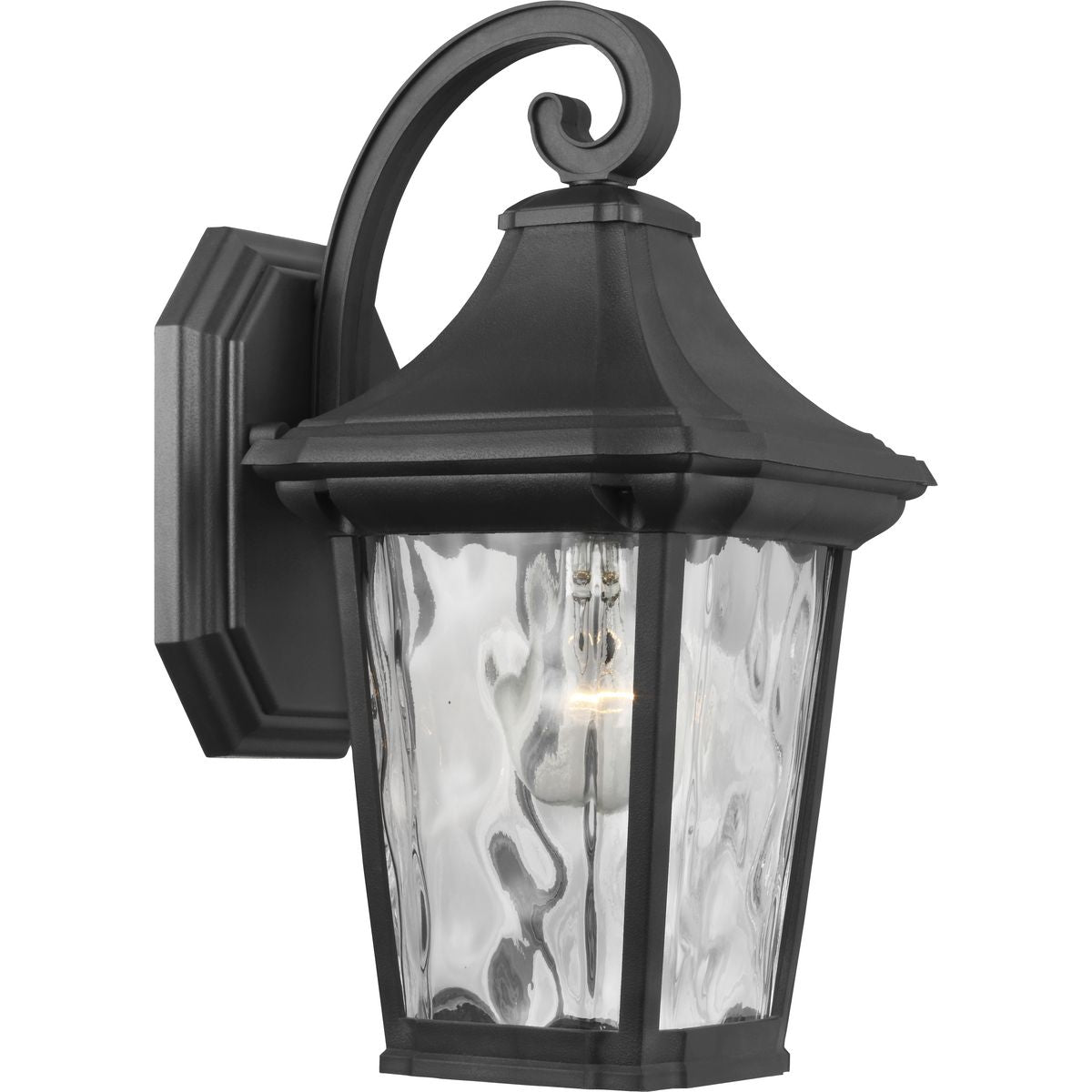 PROGRESS LIGHTING P560171-031 Textured Black Marquette Collection One-Light Small Wall Lantern with DURASHIELD
