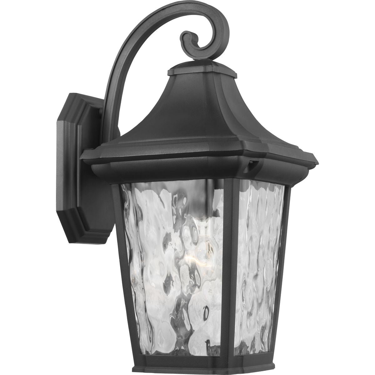 PROGRESS LIGHTING P560172-031 Textured Black Marquette Collection One-Light Medium Wall Lantern with DURASHIELD