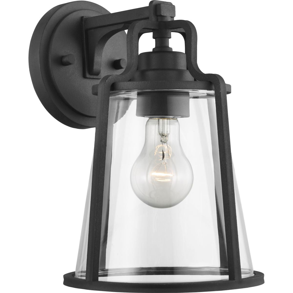 PROGRESS LIGHTING P560178-031 Textured Black Benton Harbor Collection One-Light Medium Wall Lantern with DURASHIELD