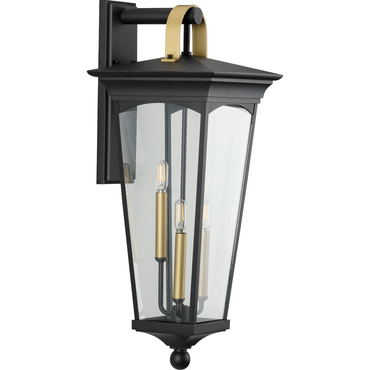 PROGRESS LIGHTING P560184-031 Textured Black Chatsworth Collection Black Three-Light Large Wall Lantern