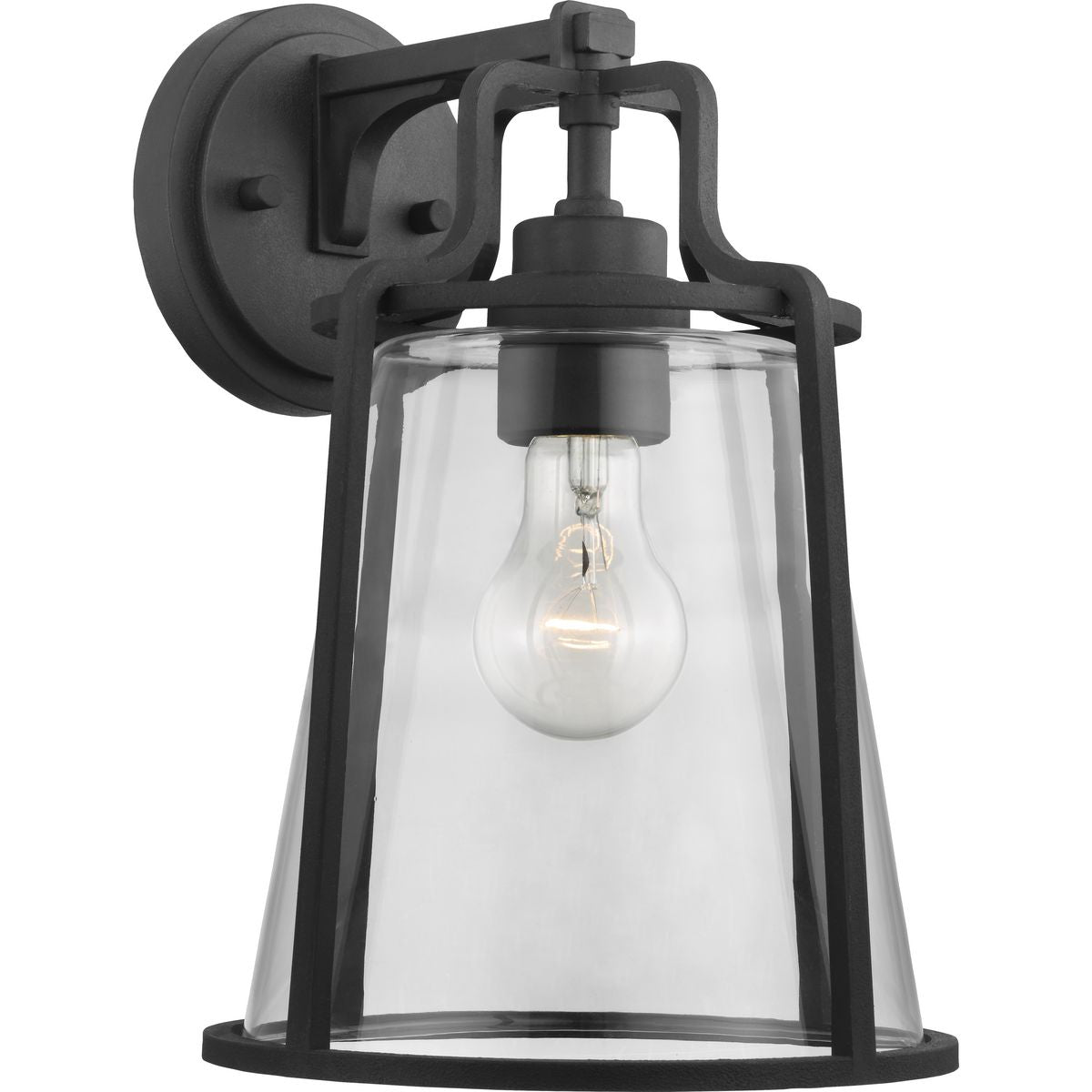 PROGRESS LIGHTING P560185-031 Textured Black Benton Harbor Collection One-Light Large Wall Lantern with DURASHIELD