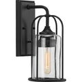PROGRESS LIGHTING P560255-031 Textured Black Watch Hill Collection One-Light Textured Black and Clear Seeded Glass Farmhouse Style Small Outdoor Wall Lantern