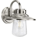 PROGRESS LIGHTING P560263-135 Stainless Steel Tremont Collection One-Light Stainless Steel and Clear Seeded Glass Farmhouse Style Medium Outdoor Wall Lantern