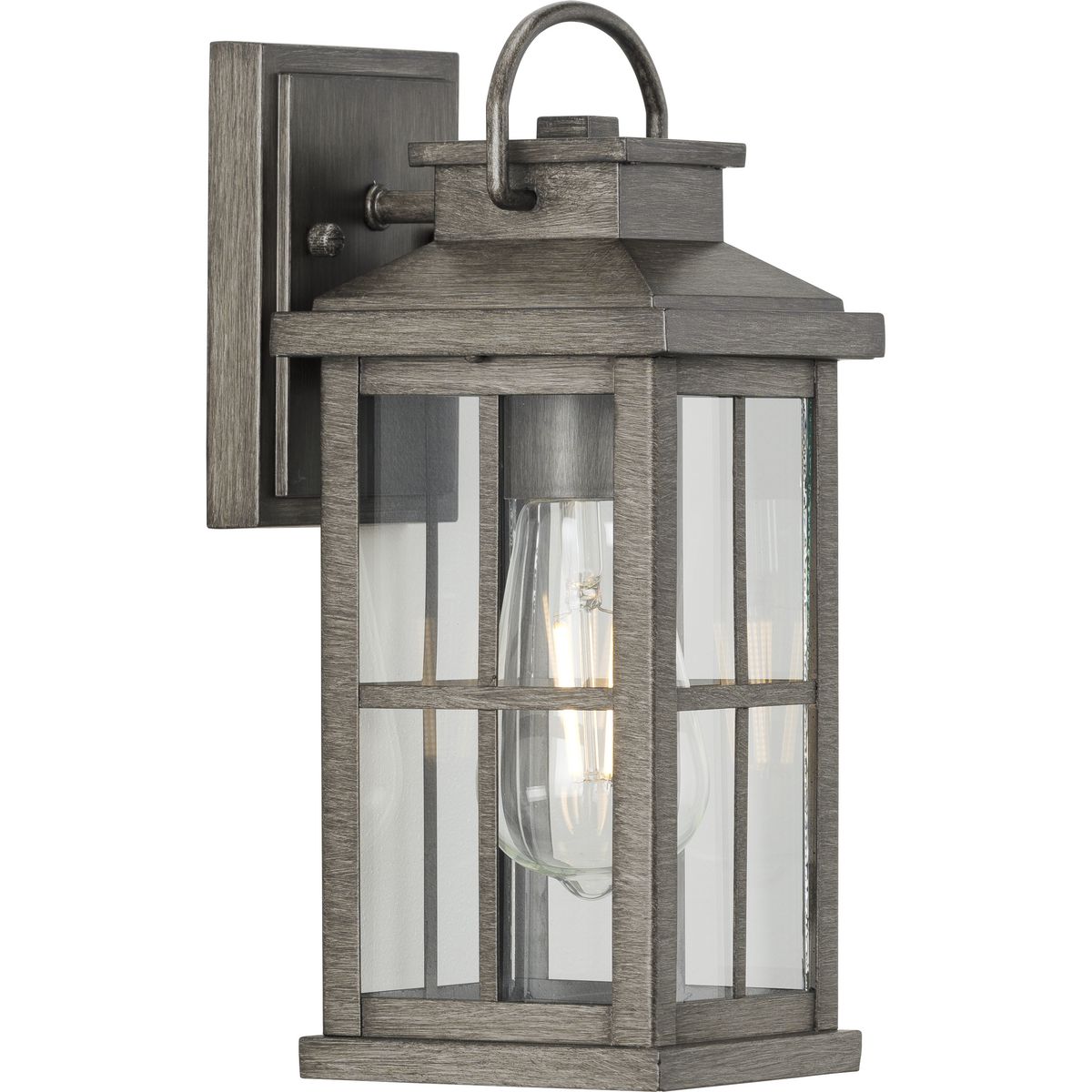 PROGRESS LIGHTING P560264-103 Antique Pewter Williamston Collection One-Light Antique Pewter and Clear Glass Transitional Style Small Outdoor Wall Lantern