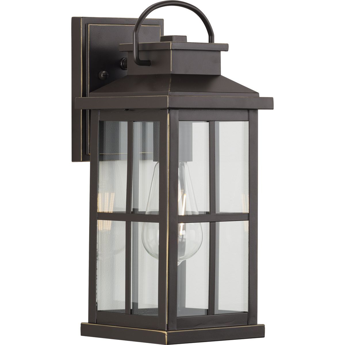 PROGRESS LIGHTING P560265-020 Antique Bronze Williamston Collection One-Light Antique Bronze and Clear Glass Transitional Style Medium Outdoor Wall Lantern