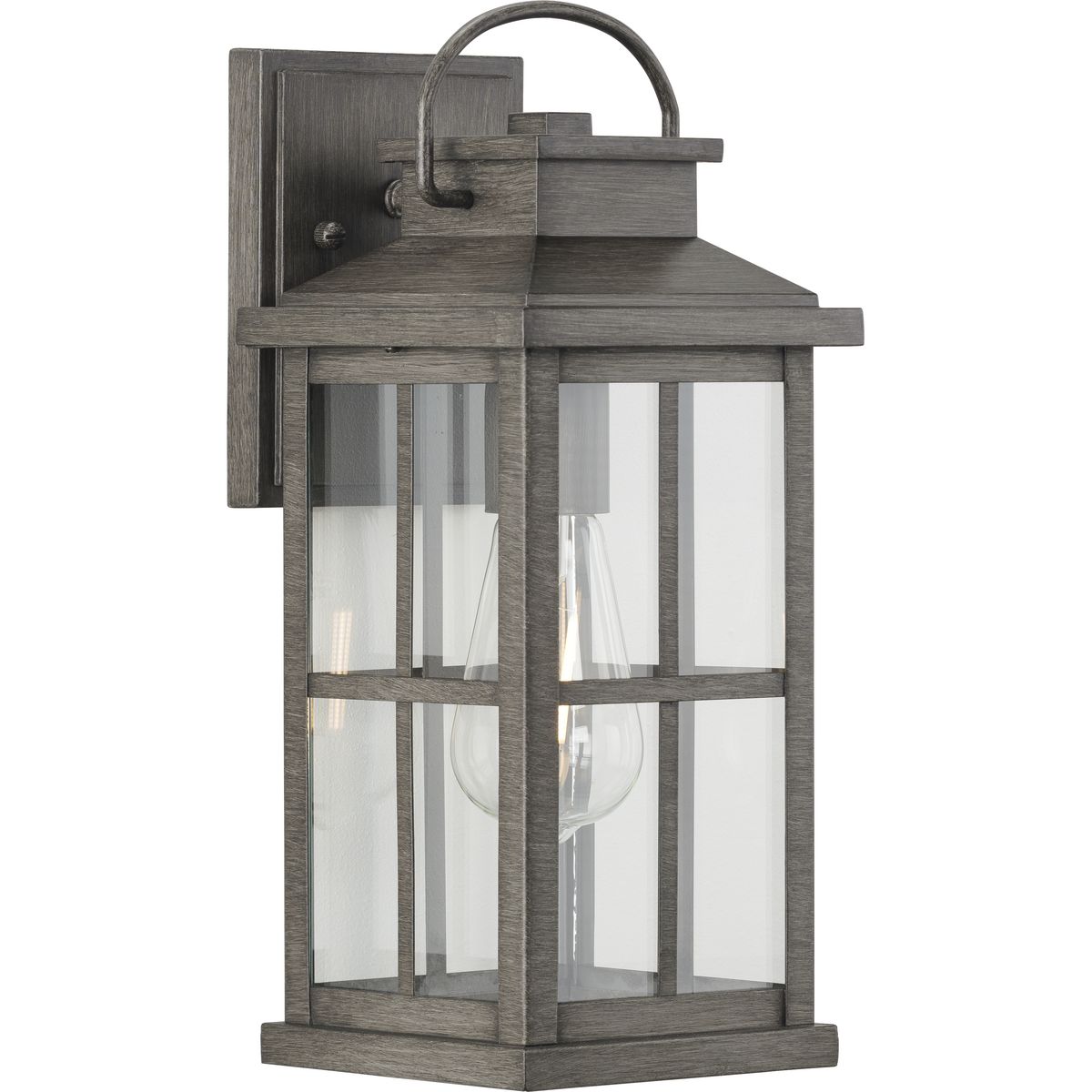 PROGRESS LIGHTING P560265-103 Antique Pewter Williamston Collection One-Light Antique Pewter and Clear Glass Transitional Style Medium Outdoor Wall Lantern