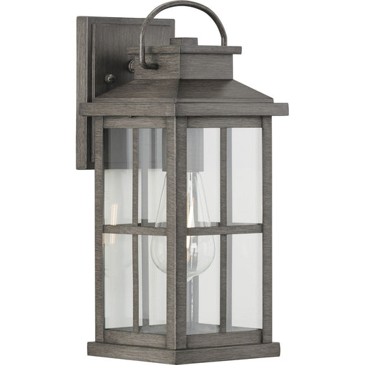PROGRESS LIGHTING P560265-103 Antique Pewter Williamston Collection One-Light Antique Pewter and Clear Glass Transitional Style Medium Outdoor Wall Lantern