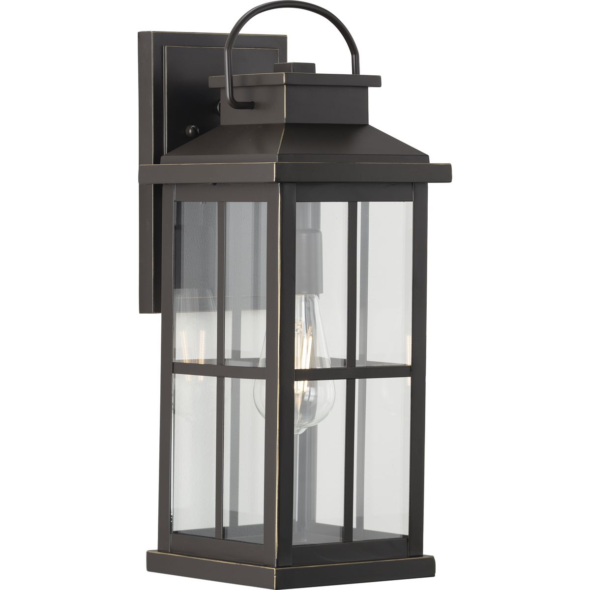 PROGRESS LIGHTING P560266-020 Antique Bronze Williamston Collection One-Light Antique Bronze and Clear Glass Transitional Style Large Outdoor Wall Lantern