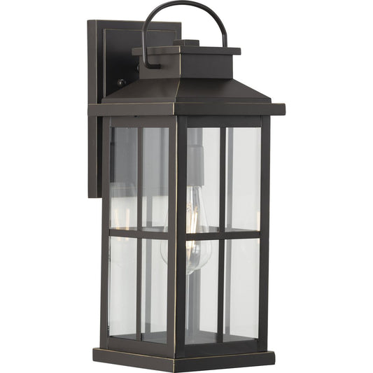PROGRESS LIGHTING P560266-020 Antique Bronze Williamston Collection One-Light Antique Bronze and Clear Glass Transitional Style Large Outdoor Wall Lantern