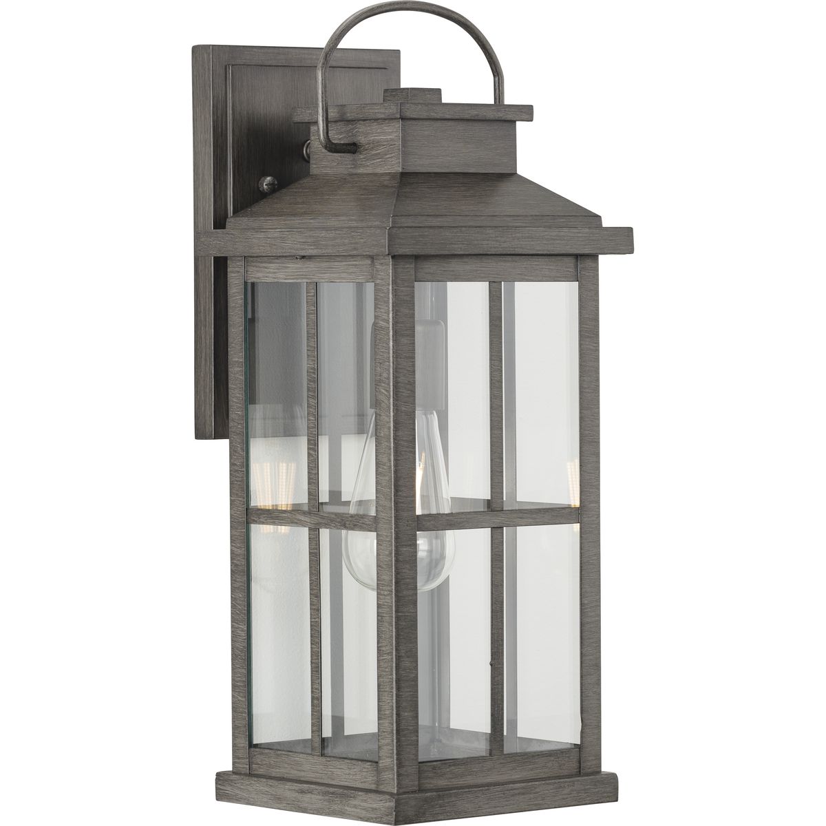 PROGRESS LIGHTING P560266-103 Antique Pewter Williamston Collection One-Light Antique Pewter and Clear Glass Transitional Style Large Outdoor Wall Lantern