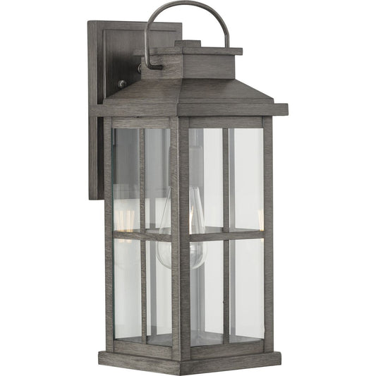 PROGRESS LIGHTING P560266-103 Antique Pewter Williamston Collection One-Light Antique Pewter and Clear Glass Transitional Style Large Outdoor Wall Lantern