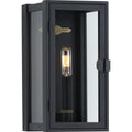 PROGRESS LIGHTING P560267-031 Textured Black Stature Collection One-Light Textured Black and Clear Glass Transitional Style Small Outdoor Wall Lantern