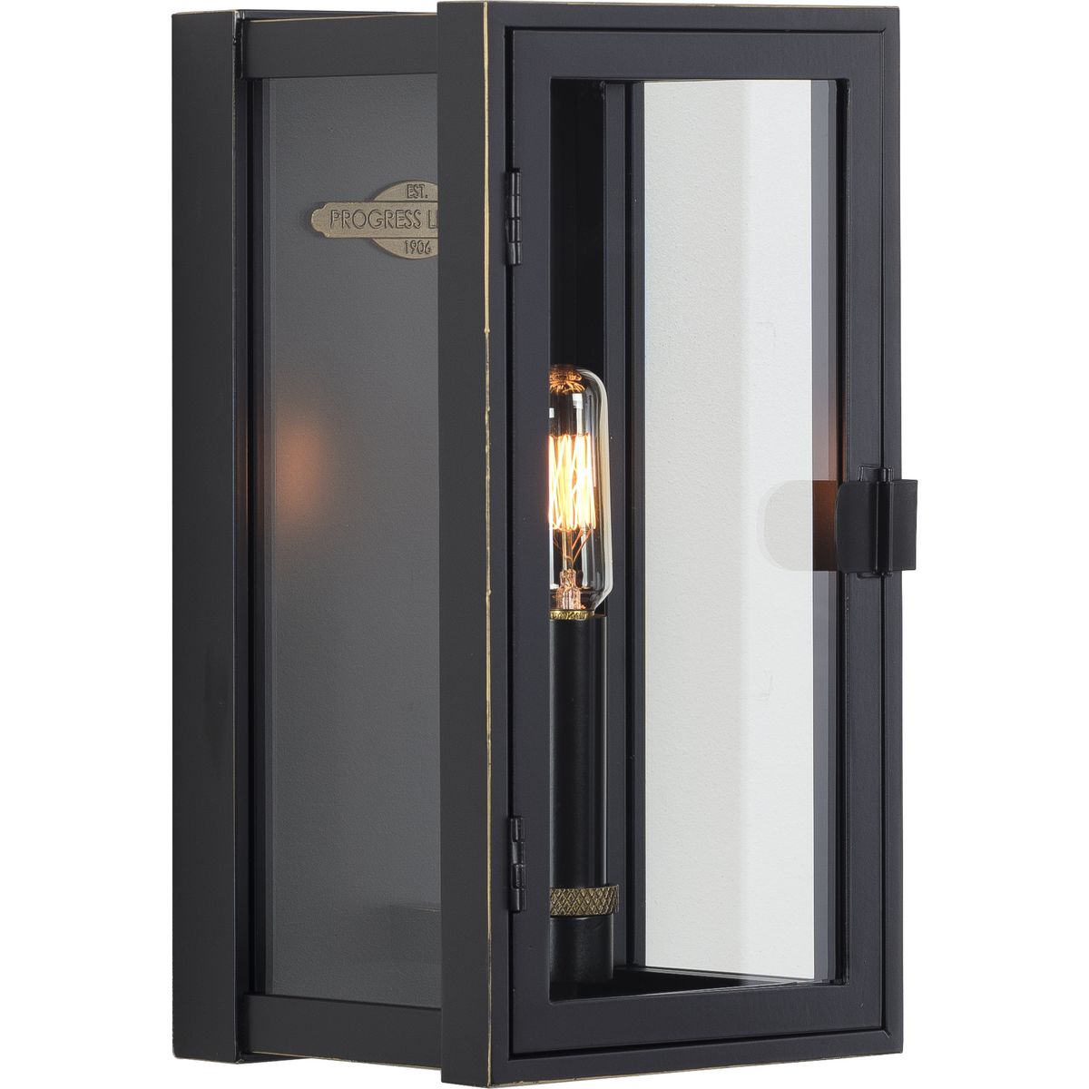 PROGRESS LIGHTING P560267-108 Oil Rubbed Bronze Stature Collection One-Light Oil Rubbed Bronze and Clear Glass Transitional Style Small Outdoor Wall Lantern