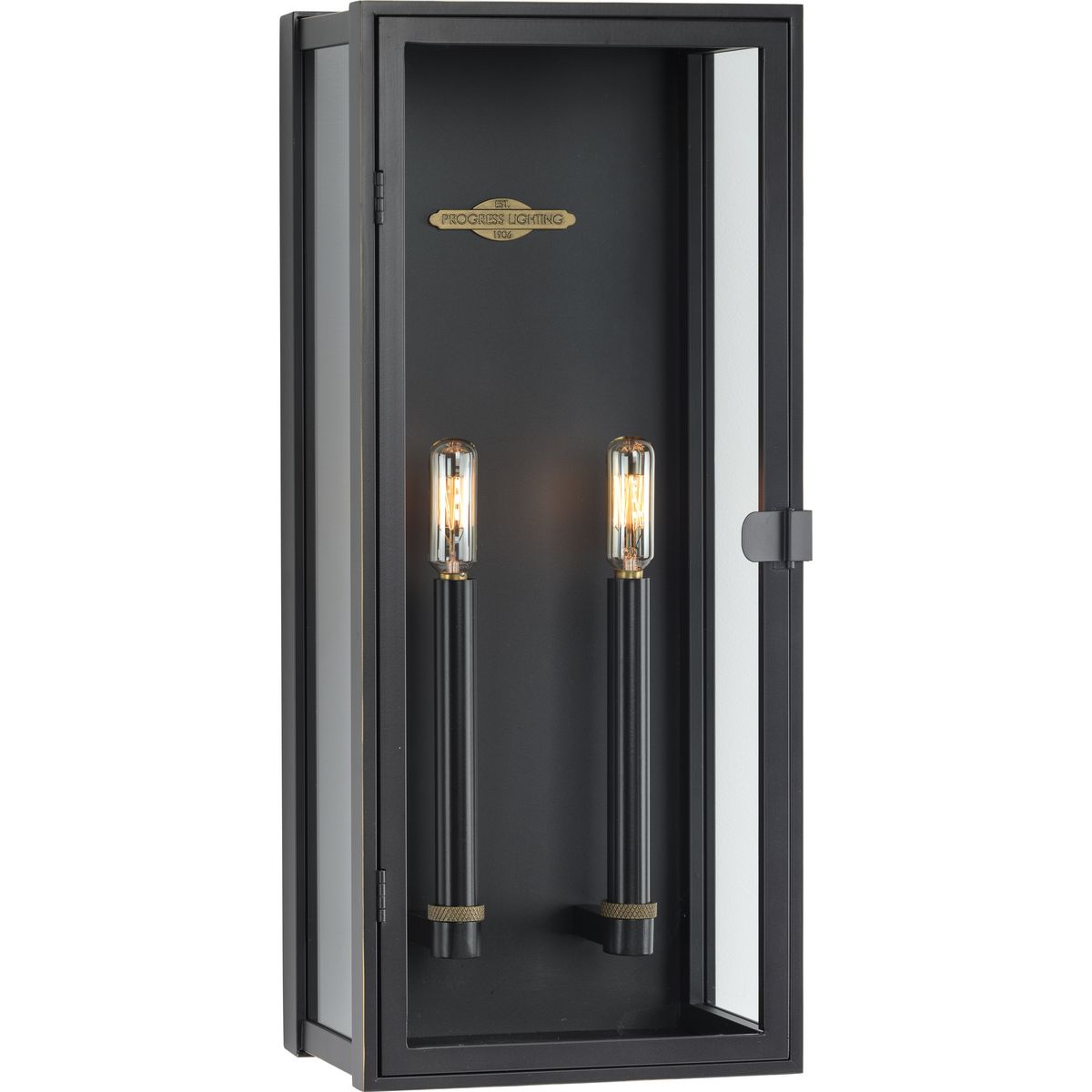 PROGRESS LIGHTING P560269-108 Oil Rubbed Bronze Stature Collection Two-Light Oil Rubbed Bronze and Clear Glass Transitional Style Large Outdoor Wall Lantern