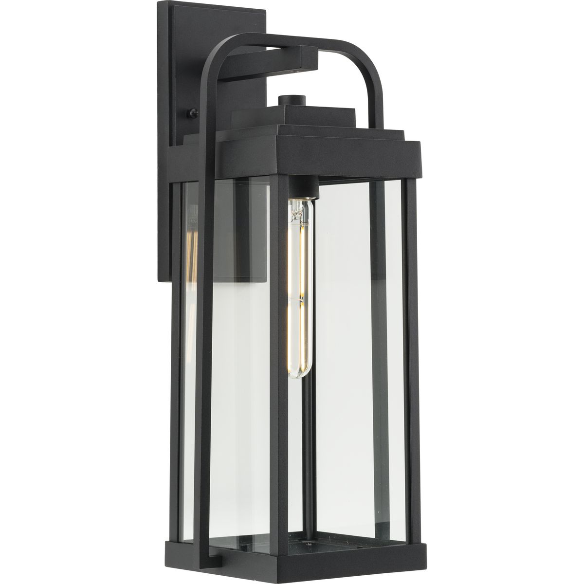 PROGRESS LIGHTING P560287-031 Textured Black Walcott One-Light Textured Black Modern Farmhouse Outdoor Large Wall Lantern