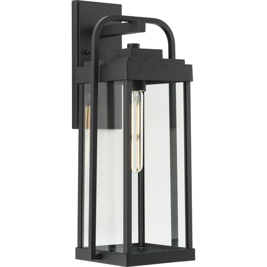 PROGRESS LIGHTING P560287-031 Textured Black Walcott One-Light Textured Black Modern Farmhouse Outdoor Large Wall Lantern