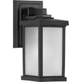 PROGRESS LIGHTING P560288-031 Textured Black Trafford Non-Metallic Lantern Collection One-Light Textured Black Frosted Shade Traditional Outdoor Wall Lantern Light
