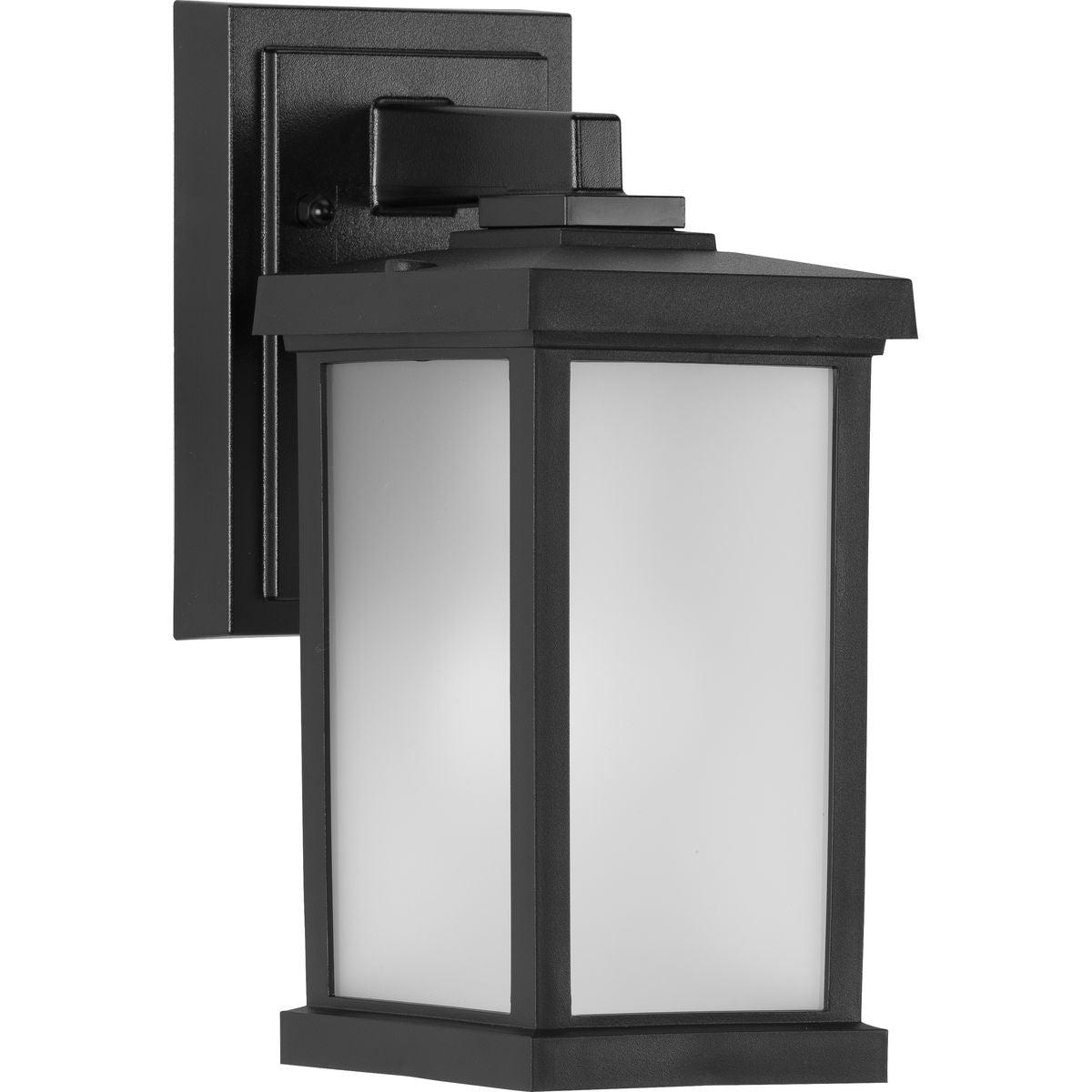 PROGRESS LIGHTING P560288-031 Textured Black Trafford Non-Metallic Lantern Collection One-Light Textured Black Frosted Shade Traditional Outdoor Wall Lantern Light