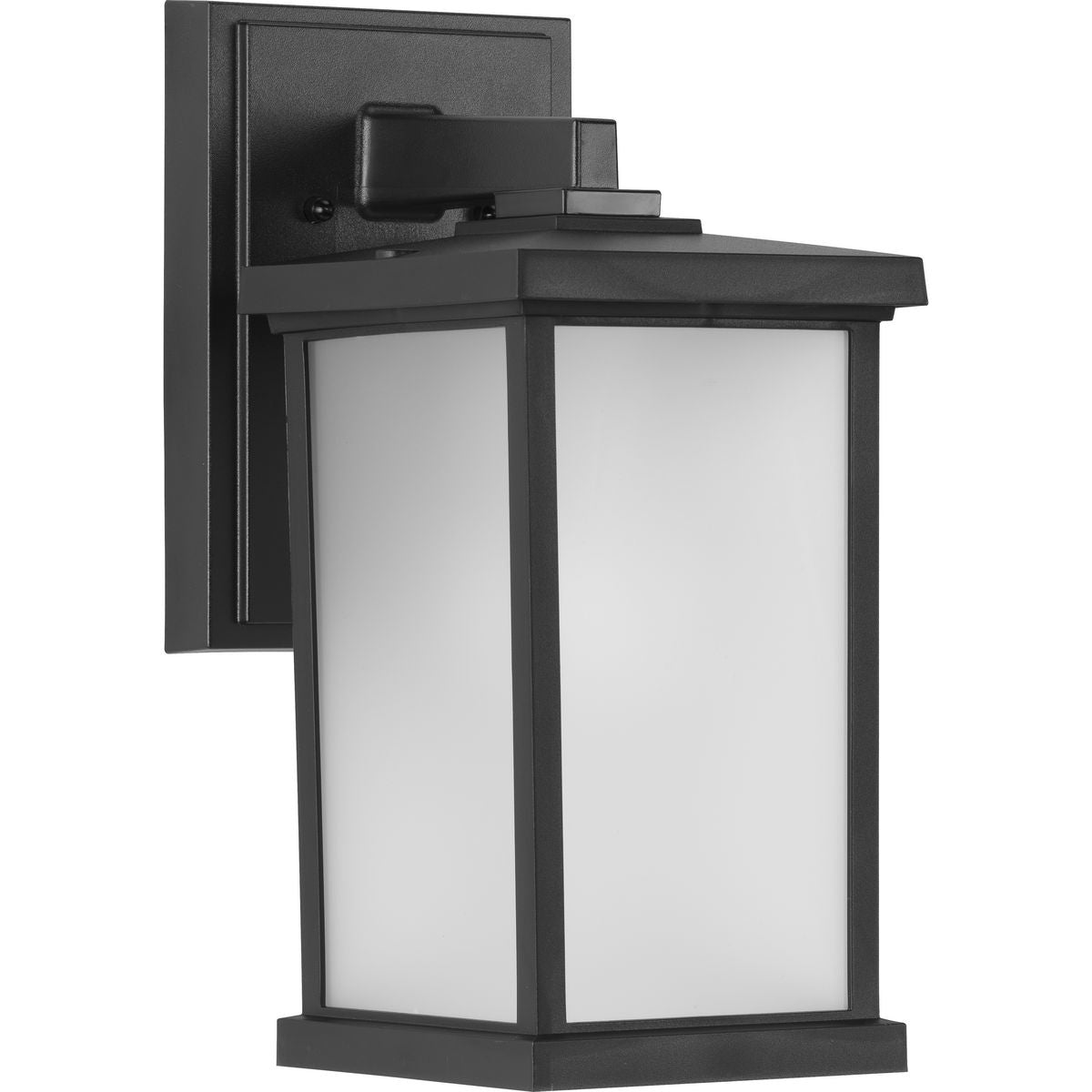 PROGRESS LIGHTING P560289-031 Textured Black Trafford Non-Metallic Lantern Collection One-Light Textured Black Frosted Shade Traditional Outdoor Wall Lantern Light