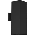 PROGRESS LIGHTING P560294-031 Black 6" Square Up/Down Wall Lantern Two-Light Modern Black Outdoor Wall Lantern with top lense