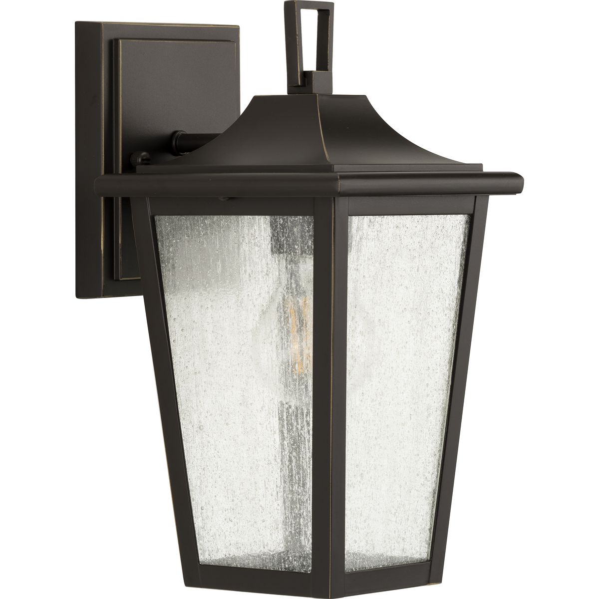 PROGRESS LIGHTING P560307-020 Antique Bronze Padgett Collection One-Light Transitional Antique Bronze Clear Seeded Glass Outdoor Wall Lantern