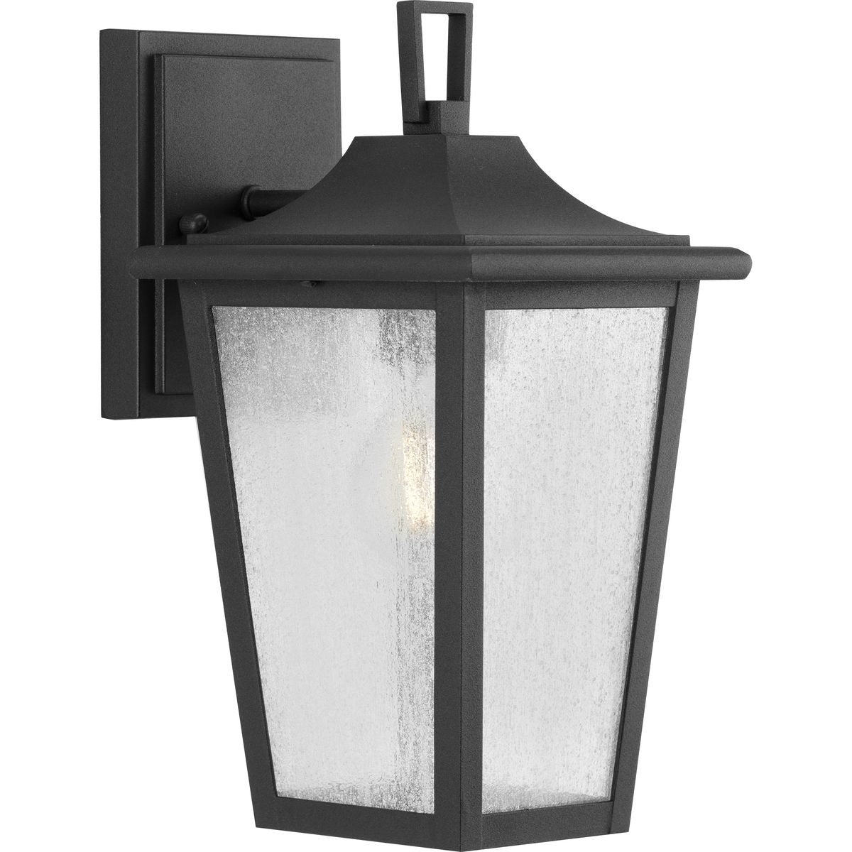 PROGRESS LIGHTING P560307-031 Textured Black Padgett Collection One-Light Transitional Textured Black Clear Seeded Glass Outdoor Wall Lantern